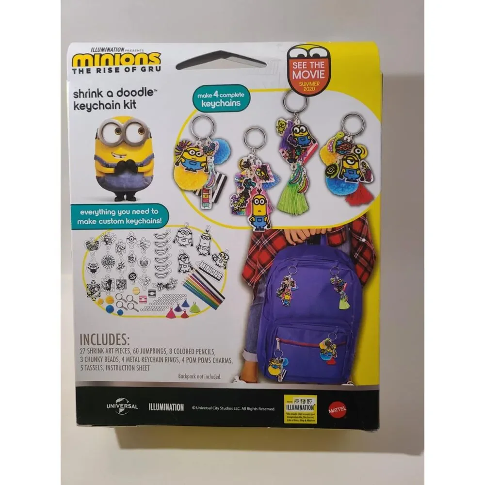 Minions Keychain Making Kit Makes 4 Keychains Shrink a Dink Rise of Gru NEW NWT